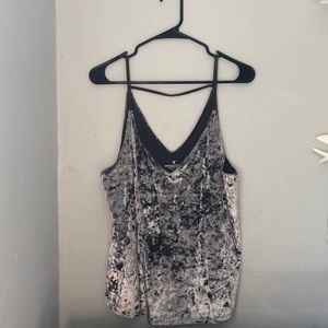 American Eagle Silver Velvet Loose Strappy Tank